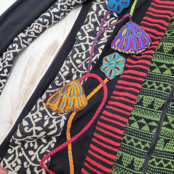 The Collection Royal knit Y2k boho bohemian hoodie colorful wearable art - Picture 3 of 7